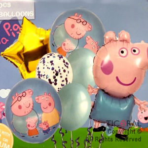 SET DE GLOBOS METALIZADO GEORGE PEPPA PIG Y FAMILIA 7 UNIDADES X 1